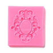 Retro Embossed Lacy Oval Fondant Molds, Cake Border Decoration Food Grade Silicone Molds, for Chocolate, Candy, UV Resin & Epoxy Resin Craft Making, Hot Pink, 76x69x7.5mm, Inner Diameter: 63x56mm(DIY-E054-06)
