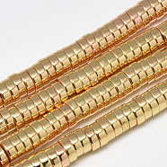 Electroplate Non-magnetic Synthetic Hematite Beads Strands, Heishi Beads, Flat Round/Disc, Light Gold Plated, 6x2mm, Hole: 2.5mm, about 175pcs/strand, 16.1 inch(G-Q465-37KC)