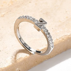 S925 Sterling Silver Adjustable Letter Rings for Women, with Micro Pave Cubic Zirconia, Letter Z, 2mm,US Size 5 1/2(16.1mm), Letter: 5x4mm(RJEW-M068-01P-Z)