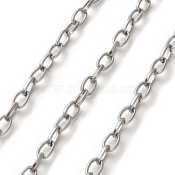 304 Stainless Steel Cable Chains, Unwelded, Stainless Steel Color, 6.5x4x1mm(CHS-A016-24P-A)