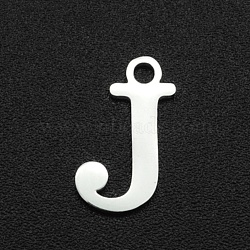 Non-Tarnish 201 Stainless Steel Charms, Laser Cut, Letter, Stainless Steel Color, Letter.J, 12x7x1mm, Hole: 1.5mm(STAS-N090-LA060-J)