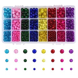 1920~2480Pcs 3 Style Spray Painted Crackle Glass Beads, Round, Two Tone, Mixed Color, 4mm/6mm/8mm, Hole: 1.1~1.3mm, 8 color/style(CCG-CJ0001-05)