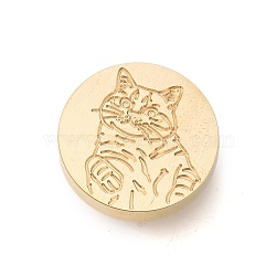 Golden Tone Wax Seal Brass Stamp Heads, for Wax Seal Stamp, Pet Series, Cat Shape, 25x14mm, Hole: 7mm(AJEW-U008-03G-15)