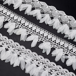 3 Yards 3 Styles Polyester Embroidery Flower Lace Trim, Clothes Accessories, Mixed Shapes, 3-3/8 inch(85mm), 1 yard/style(OCOR-GA0002-05)