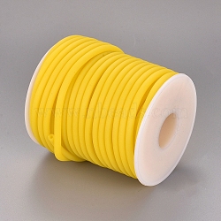 Hollow Pipe PVC Tubular Synthetic Rubber Cord, Wrapped Around White Plastic Spool, Gold, 3mm, Hole: 1.5mm, about 27.34 yards(25m)/roll(RCOR-R007-3mm-22)