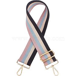 Cotton Cloth Stripe Pattern Bag Strap, with Alloy Finding, Bag Replacement Accessories, Colorful, 72~1290x5x0.2~0.4cm(FIND-WH0077-75B)