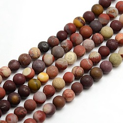 Frosted Natural Mookaite Round Bead Strands, 4mm, Hole: 1mm, about 93~96pcs/strand, 14.9~15.6 inch(G-M064-4mm-11)
