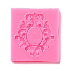 Retro Embossed Lacy Oval Fondant Molds, Cake Border Decoration Food Grade Silicone Molds, for Chocolate, Candy, UV Resin & Epoxy Resin Craft Making, Hot Pink, 76x69x7.5mm, Inner Diameter: 63x56mm(DIY-E054-06)