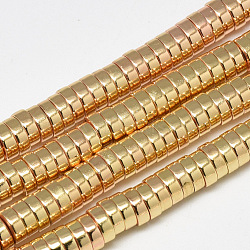 Electroplate Non-magnetic Synthetic Hematite Beads Strands, Heishi Beads, Flat Round/Disc, Light Gold Plated, 6x2mm, Hole: 2.5mm, about 175pcs/strand, 16.1 inch(G-Q465-37KC)