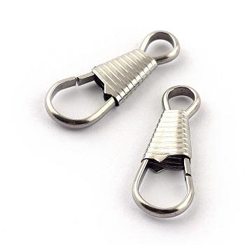 304 Stainless Steel Keychain Clasp Findings, Stainless Steel Color, 25x9.5x3mm