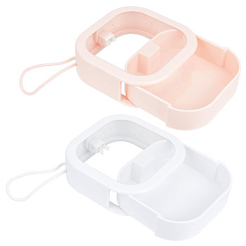 4Pcs 2 Colors Square ABS+TPE Multifunction Pocket-Sized Push Button Storage Box, Clear Window Portable Travel Small Items Case with Hanging Rope, Mixed Color, 17.4cm, Box: 11x11x3cm, 2pcs/color