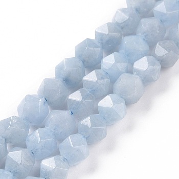 Natural Aquamarine Beads Strands, Faceted, Round, 8mm, Hole: 1.2mm, about 48~49pcs/strand, 15.31''(38.9cm)