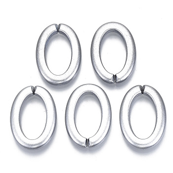 Opaque Spray Painted Acrylic Linking Rings, Quick Link Connectors, for Cable Chains Making, Oval, Silver, 29x19.5x3.5mm, Inner Diameter: 20x10.5mm, about 455pcs/500g