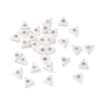 925 Sterling Silver Beads, Triangle, Silver, 2.5x3x0.8mm, Hole: 1mm, about 256Pcs/10g