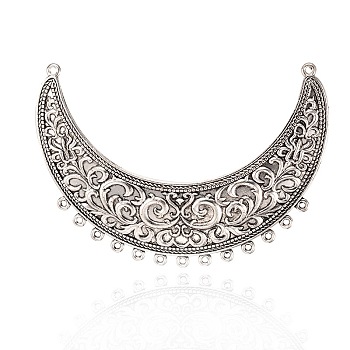 Tube Tibetan Style Alloy Chandelier Components, Antique Silver, 73x108x2mm, Hole: 2mm