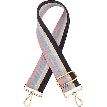 Cotton Cloth Stripe Pattern Bag Strap, with Alloy Finding, Bag Replacement Accessories, Colorful, 72~1290x5x0.2~0.4cm