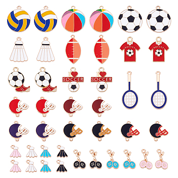 42Pcs 21 Styles Alloy Enamel Pendants, Mixed Shapes, Mixed Color, 15~30x10~35x1.5~2mm, Hole: 1.8~2.6mm, 2pcs/style