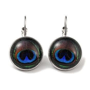 Eye Glass Leverback Earrings with Brass Earring Pins, Royal Blue, 29mm