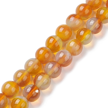 Handmade Lampwork Beads Strands, Round, Orange, 10mm, Hole: 1.2mm, about 38pcs/strand, 14.17''(36cm)