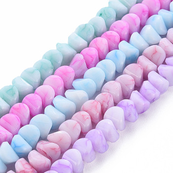 Opaque Baking Painted Crackle Glass Beads Strands, Half Round, Mixed Color, 6x6x4mm, Hole: 1mm, about 96~97pcs/strand, 15.75 inches(40cm)