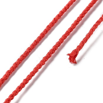 20M Polyester Braided Cord for Jewelry Making, Round, Orange Red, 2mm, about 21.87 Yards(20m)/Roll