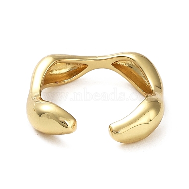 Rack Plating Brass Twist Wave Open Cuff Rings for Women(RJEW-Q777-08G)-3