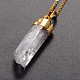 Brass Natural Crystal Pencil Pendant Necklaces(NJEW-JN01141)-2