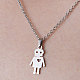 201 Stainless Steel Robot with Heart Pendant Necklace(NJEW-OY001-04)-1