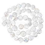 1 Strand Natural Keshi Pearl Beads Strands, Cultured Freshwater Pearl, Flat Round, Seashell Color, 16~18x3~8mm, Hole: 0.6mm, about 22~23pcs/strand, 14.57~15.35 inch(37~39cm)(PEAR-HS0001-03)
