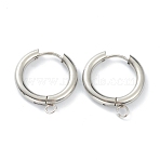 Tarnish Resistant 201 Stainless Steel Huggie Hoop Earring Findings, with Horizontal Loop and 316 Surgical Stainless Steel Pin, Stainless Steel Color, 22x20x3mm, Hole: 2.5mm, Pin: 1mm(STAS-P283-01G-P)