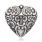 Heart CCB Plastic Big Pendants, Antique Silver, 50x49x17mm, Hole: 4mm(CCB-J028-69AS)