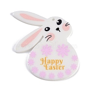 Easter Theme Acrylic Pendants , Rabbit, 46.5x41x2.4mm, Hole: 2mm(OACR-Q100-10B)