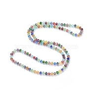 Electroplate Faceted Abacus Glass Beaded Necklaces, with Glass Seed Beads, Mixed Color, 31.1 inch(79cm)(NJEW-JN02623)