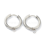201 Stainless Steel Huggie Hoop Earring Findings, with Horizontal Loop and 316 Surgical Stainless Steel Pin, Stainless Steel Color, 22x20x3mm, Hole: 2.5mm, Pin: 1mm(STAS-P283-01G-P)