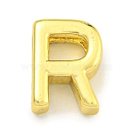 Brass Beads, Real 18K Gold Plated, Letter R, 8.5x6.5x3mm, Hole: 1.8x1mm(KK-K354-07G-R)