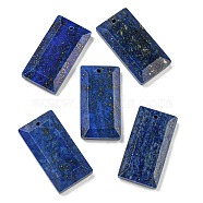 Dyed Natural Lapis Lazuli Pendants, Faceted Rectangle Charms, 25x13x4mm, Hole: 1mm(G-G123-03B)