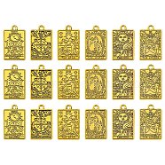 18Pcs 6 Styles Zinc Tibetan Style Alloy Pendants, Rectangle with Tarot Charm, Antique Golden, 23x14x1.5mm, Hole: 1.8mm, 3pcs/style(FIND-YW0004-70A)