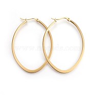 201 Stainless Steel Hoop Earrings, with 304 Stainless Steel Pin, Hypoallergenic Earrings, Oval, Golden, 55x40x2mm, Pin: 1mm(EJEW-A053-06A-G)