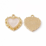Natural Shell Pendants, Heart Charms, with Real 18K Gold Plated Brass Findings, Seashell Color, 15.5x14.5x2mm, Hole: 1.4mm(KK-E068-VC092)