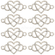 60Pcs Tibetan Style Alloy Connector Charms, Lead Free & Cadmium Free, for Valentine's Day, Heart with Infinity Links, Antique Silver, 12.5x24x2mm, Hole: 1.8mm(TIBE-SC0001-86)