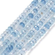 Natural Aquamarine Bead Strands, Faceted, Rondelle, 4x2mm, Hole: 0.7mm, about 157pcs/strand, 15.55 inch(39.5cm)(G-H278-01)
