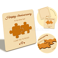 Wooden Commemorative Cards, Square, Jigsaw, 130x130x4mm(WOOD-WH0040-004)