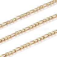 3.28 Feet Ion Plating(IP) 304 Stainless Steel Figaro Chains, Unwelded, Golden, 4x3x0.8mm & 6.5x3x0.8mm(X-CHS-H007-30G)