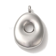 Non-Tarnish Ion Plating(IP) 304 Stainless Steel Pendants, Letter Charm, Stainless Steel Color, Letter O, 25x16.5x6mm, Hole: 2mm(STAS-M017-08P-16)