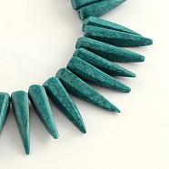 Dyed Synthetical Turquoise Bead Strands, Tusk Shape, Teal, 6~8x24~28mm, Hole: 2mm, about 62pcs/strand, 15.94 inch(X-TURQ-Q099-23B)