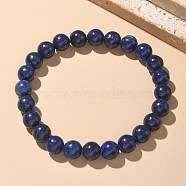 Natural Lapis Lazuli Bead Stretch Bracelets, Dyed, Round, 2-1/8 inch~2-3/8 inch(5.5~6cm), Bead: 8mm(X-BJEW-K212-B-047)