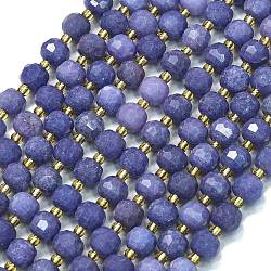 Natural Dyed Jade Beads Strands, with Seed Beads, Faceted, Lantern, 8~8.5x6.5~7mm, Hole: 0.6mm, about 44pcs/strand, 15.16''(38.5cm)(G-K389-E30-01)