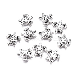 Tibetan Style Alloy Beads, Sea Turtle, Antique Silver, 13.5x14x3.5mm, Hole: 1.2mm(X-TIBEB-L004-031AS)