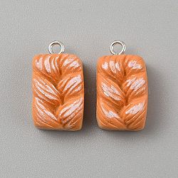 10Pcs Opaque Resin Pendants, Imitation Bread, Toast, with Platinum Alloy Loop, Dark Orange, 21x12.5x9.5mm, Hole: 2mm(CRES-WH0017-06E-P)