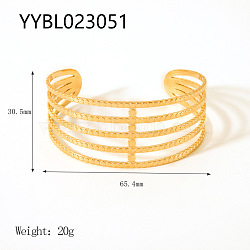 Hollow Stainless Steel Cuff Bangles for Women, Real 18K Gold Plated(BS9100-2)